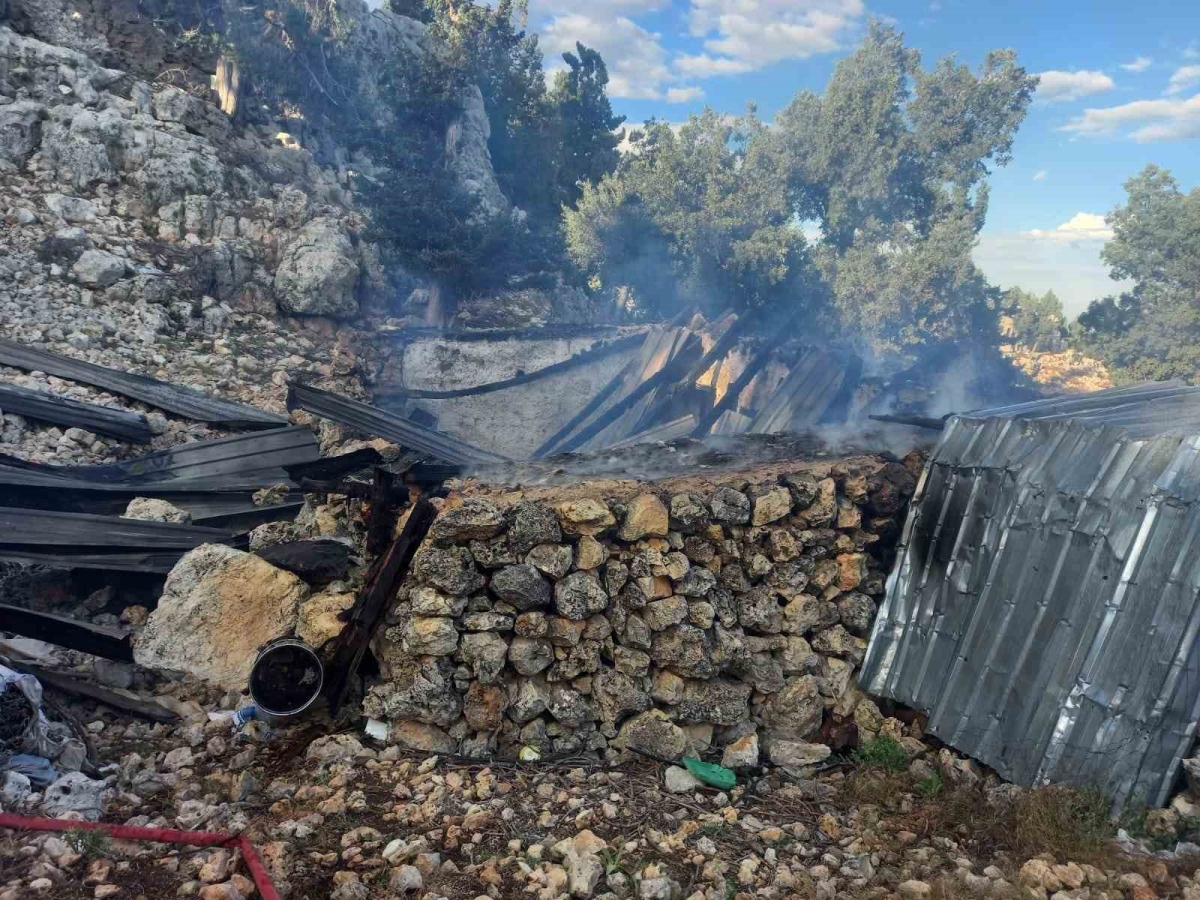 Yangın bir ev ile ağılı kullanılamaz hale getirdi
